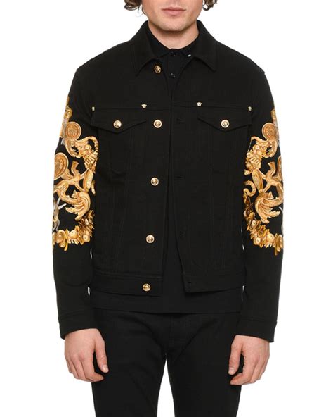 versace suit jacket|Versace black denim jacket.